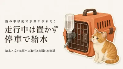 猫の車移動で水を飲ませる方法｜倒れない給水器はキャリーの扉に付くかで選ぶ