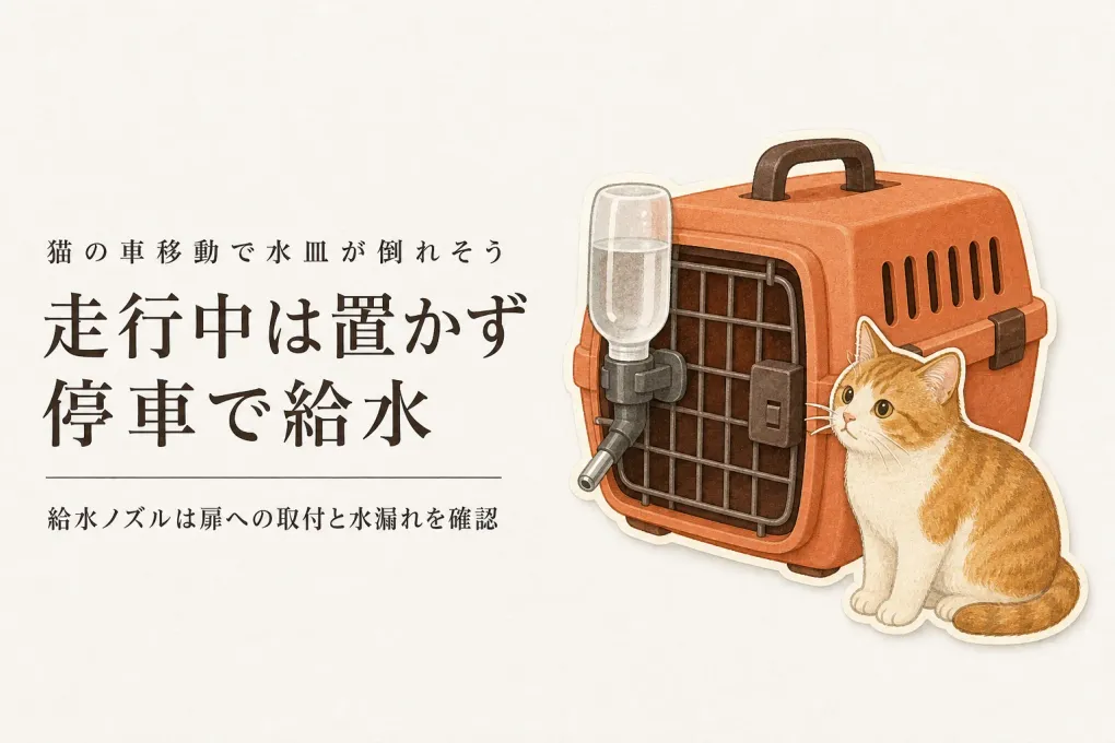 猫の車移動で水を飲ませる方法｜倒れない給水器はキャリーの扉に付くかで選ぶ