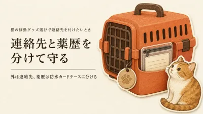 猫キャリーに付けるペット連絡先タグと防水カード｜災害時の薬歴を雨から守る方法