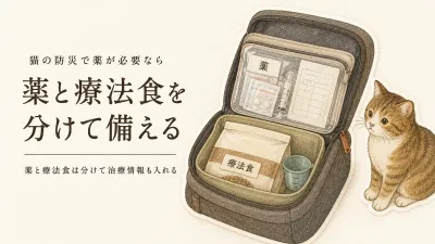 猫の防災セットに薬・療法食をどう入れる？避難用品の分け方と備蓄