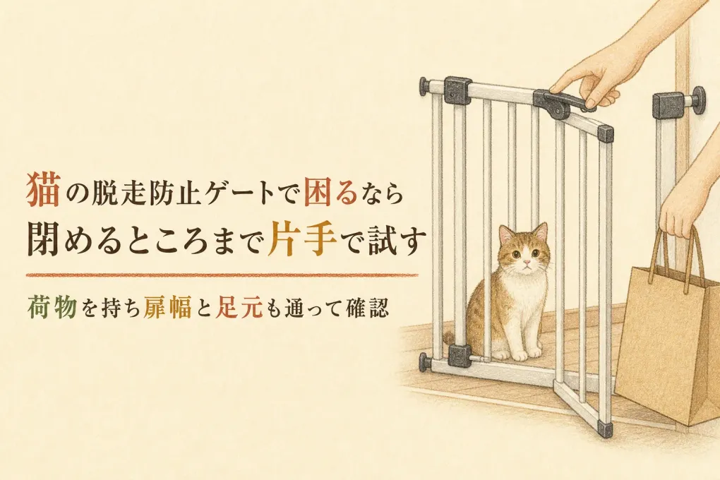 猫の脱走防止ゲートは片手で開く？扉付きタイプの選び方