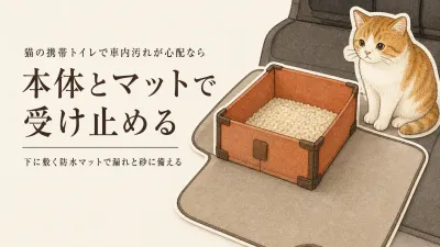 猫の携帯トイレは折りたたみで選ぶ？長距離ドライブの車内汚れを防ぐ組み合わせ