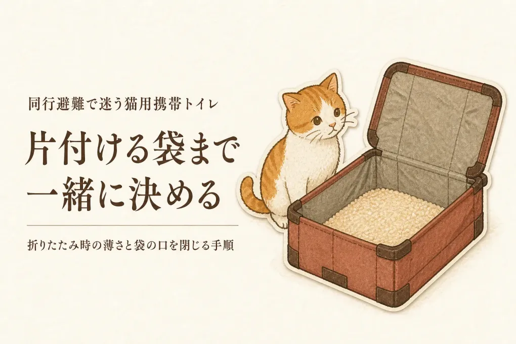 猫の携帯トイレ折りたたみ＆ペットうんち袋防臭ランキング｜同行避難の持ち出しと片付け方