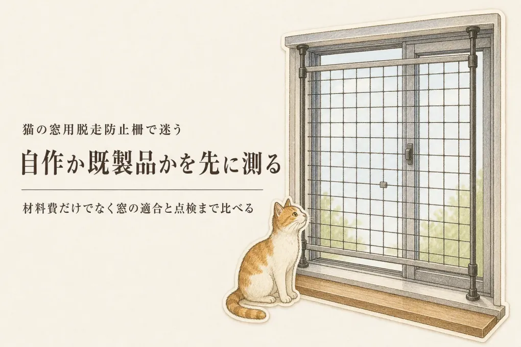 猫の窓用脱走防止柵は自作か既製品か｜強度と費用の比べ方