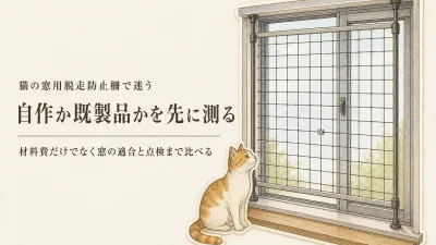 猫の窓用脱走防止柵は自作か既製品か｜強度と費用の比べ方